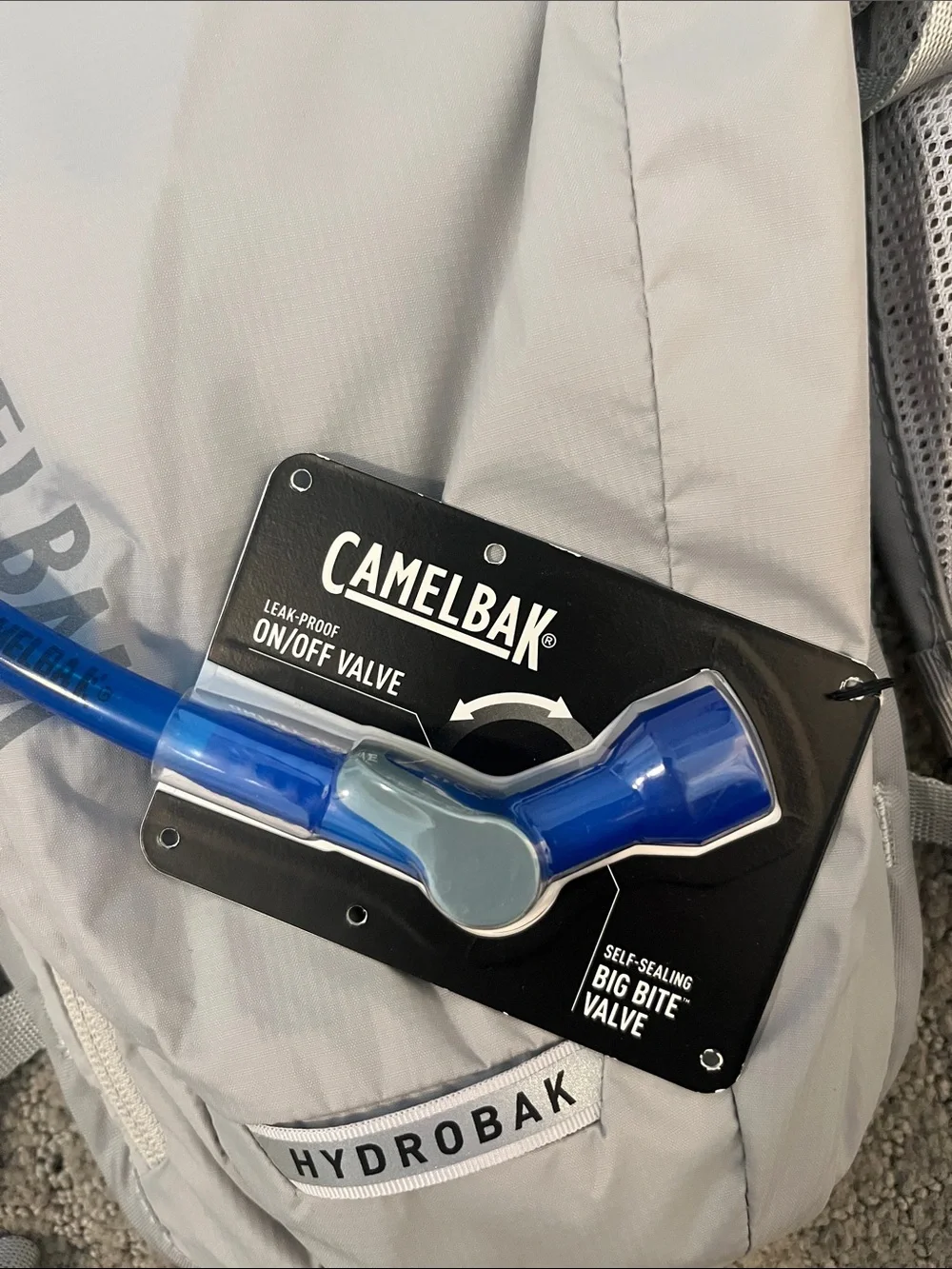 Camelbak Hydrobak Light Gray Backpack with Blue Hydration Tube